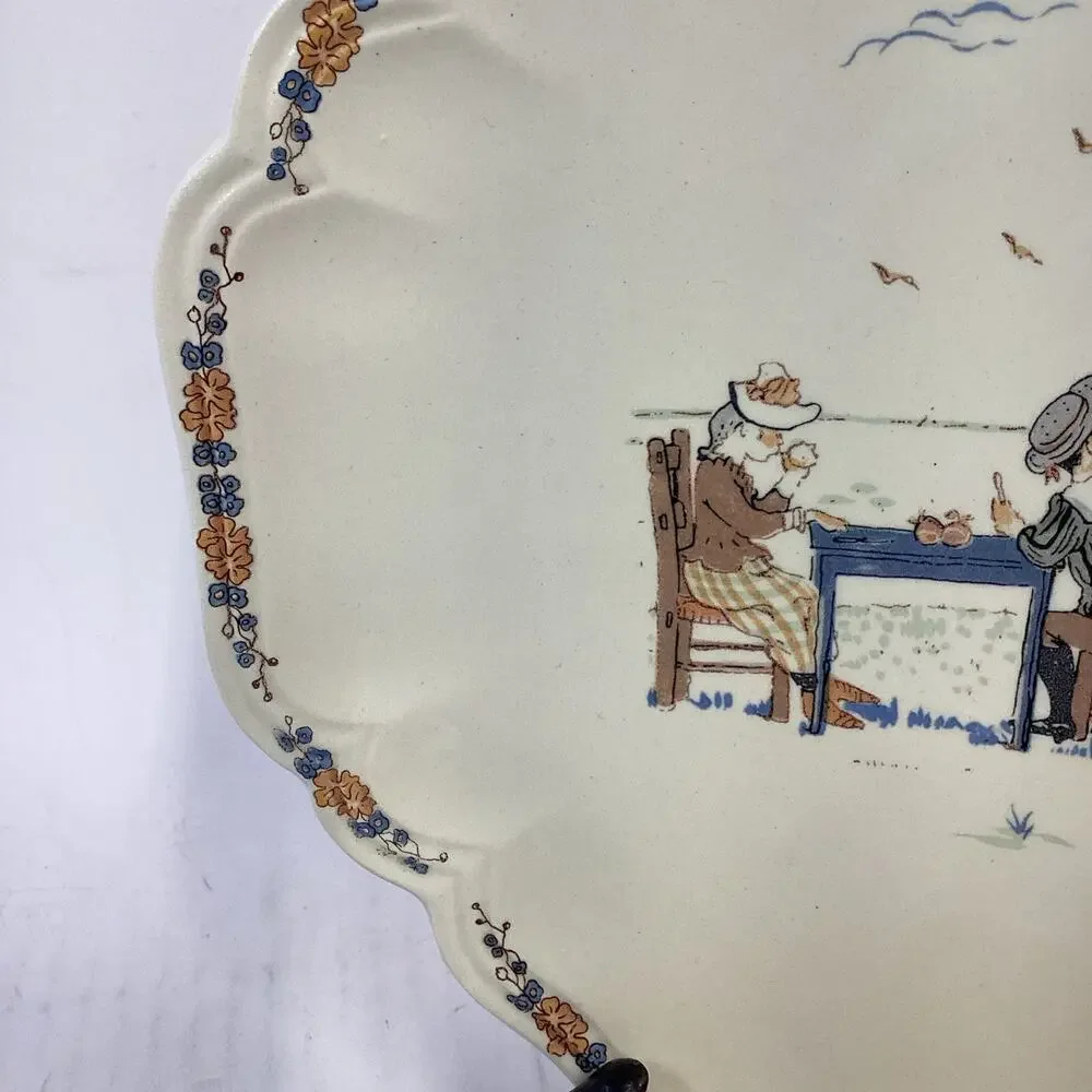 Sarreguemines Enfants Richard Rond Gebak/Taart Schaal- Round Cake Plate/Serving